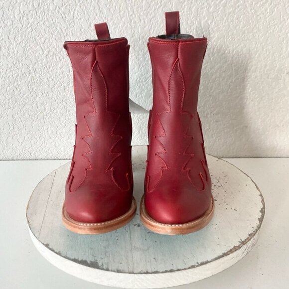 Lane CHELSEA Womens Cowboy Bootie 6 Western Red Short Cowgirl Ankle Boots EUC - Picture 5 of 11